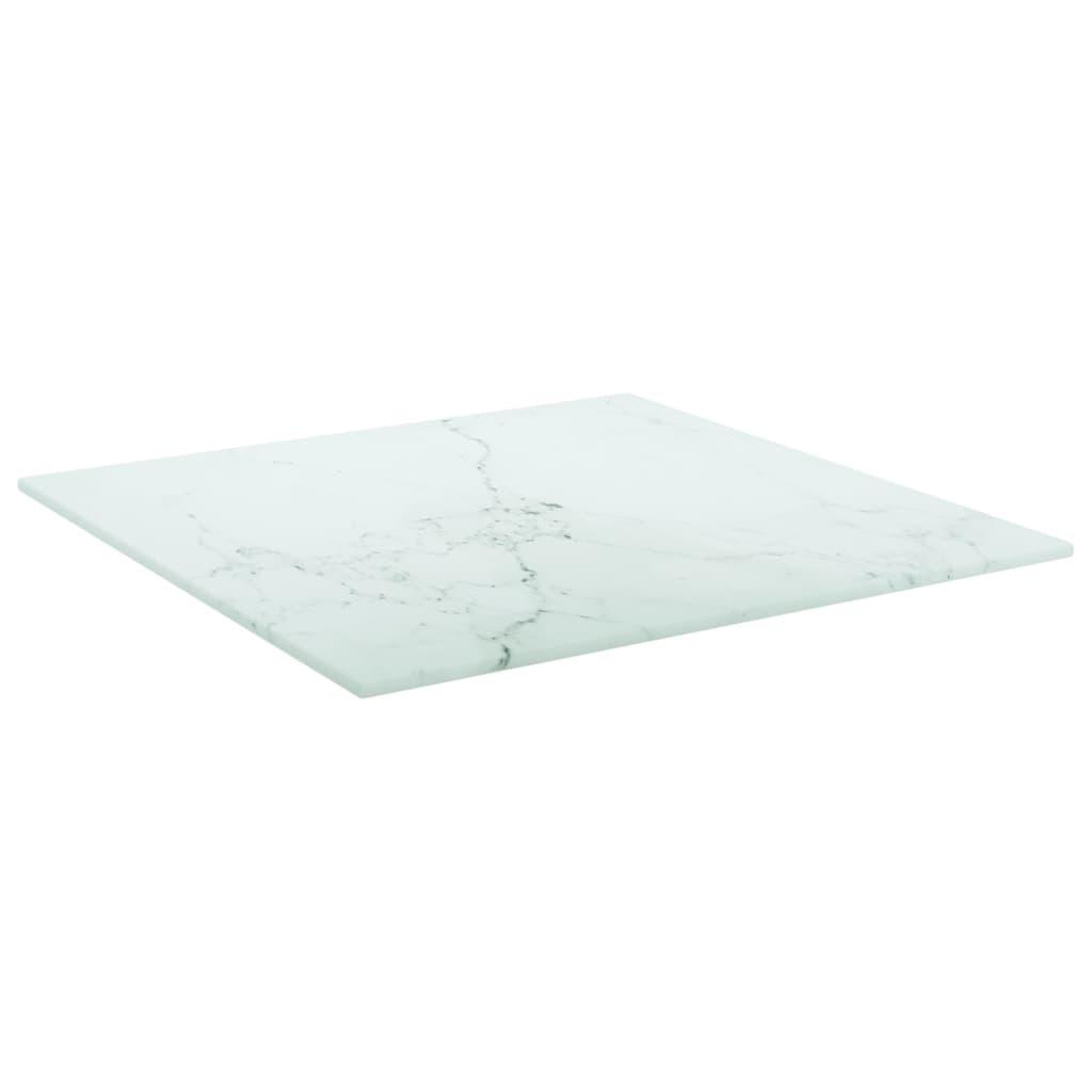 Table Top White 15.7"x15.7" 0.2" Tempered Glass with Marble Design at Set Shop and Smile