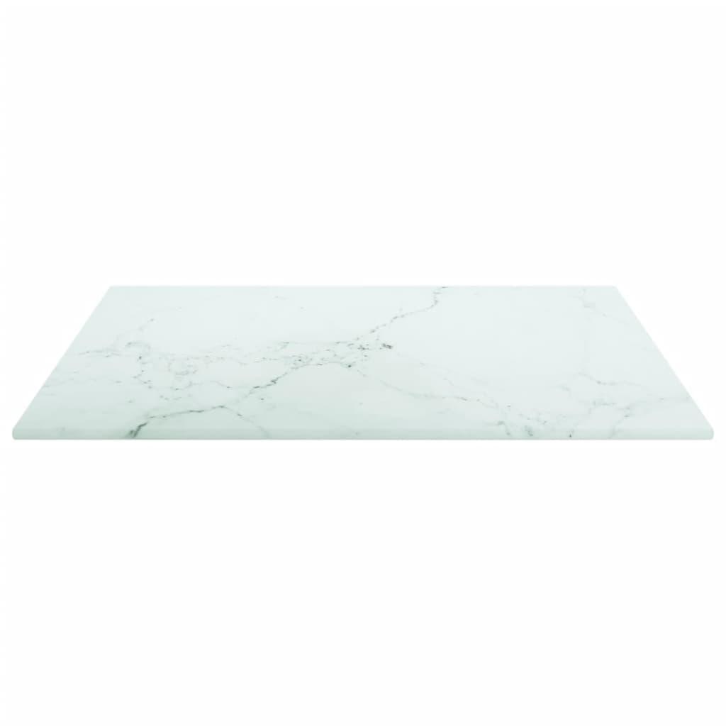 Table Top White 15.7"x15.7" 0.2" Tempered Glass with Marble Design at Set Shop and Smile