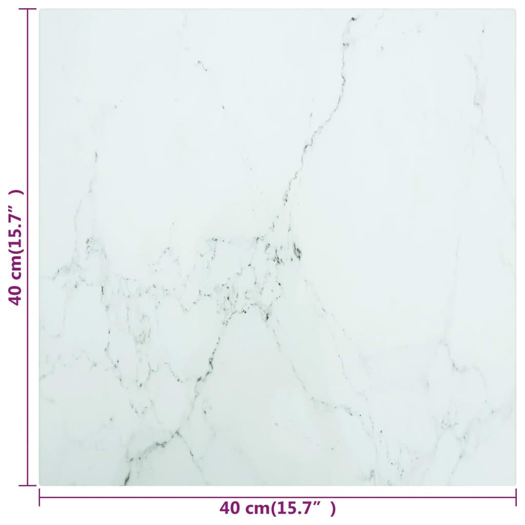 Table Top White 15.7"x15.7" 0.2" Tempered Glass with Marble Design at Set Shop and Smile