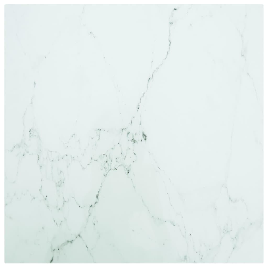 Table Top White 23.6"x23.6" 0.2" Tempered Glass with Marble Design at Set Shop and Smile