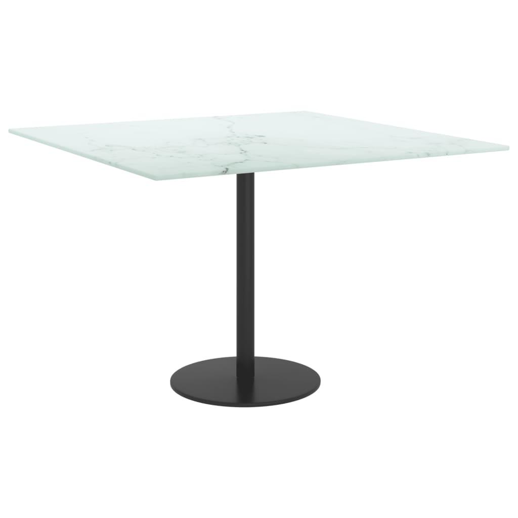 Table Top White 23.6"x23.6" 0.2" Tempered Glass with Marble Design at Set Shop and Smile