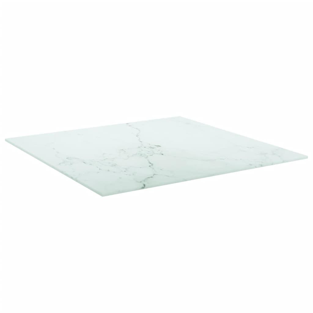 Table Top White 23.6"x23.6" 0.2" Tempered Glass with Marble Design at Set Shop and Smile