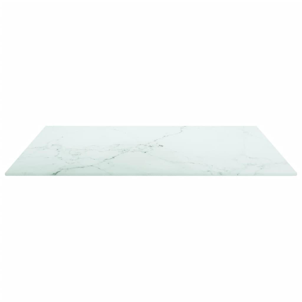 Table Top White 23.6"x23.6" 0.2" Tempered Glass with Marble Design at Set Shop and Smile