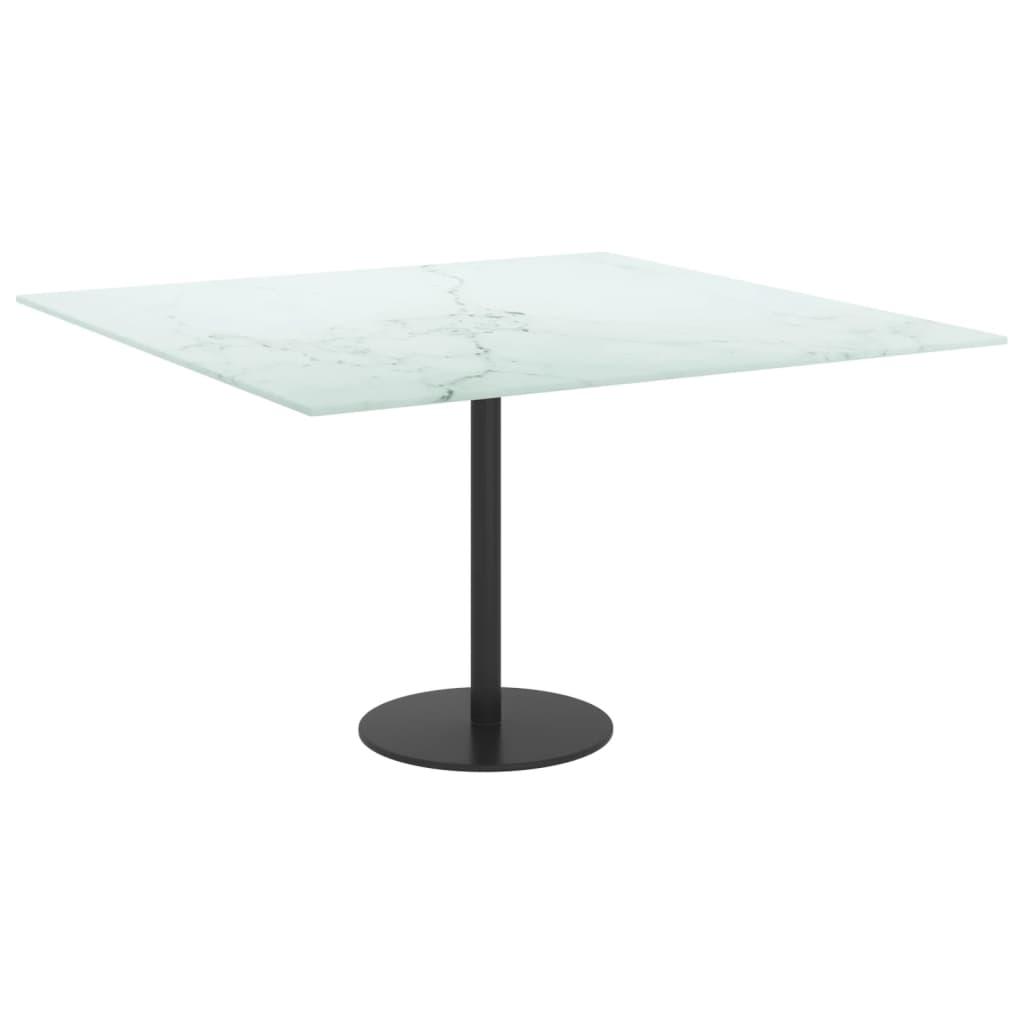 Table Top White 27.6"x27.6" 0.2" Tempered Glass with Marble Design at Set Shop and Smile