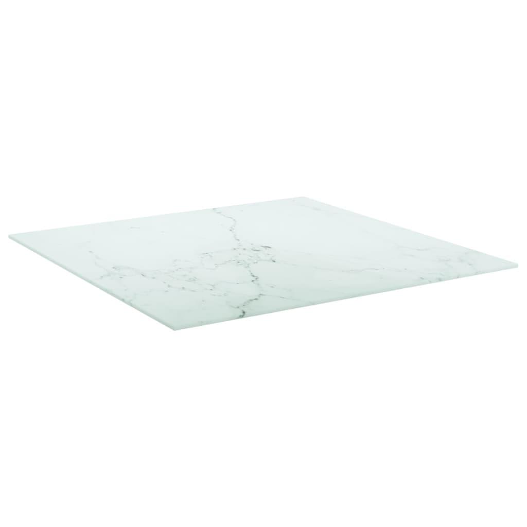 Table Top White 27.6"x27.6" 0.2" Tempered Glass with Marble Design at Set Shop and Smile