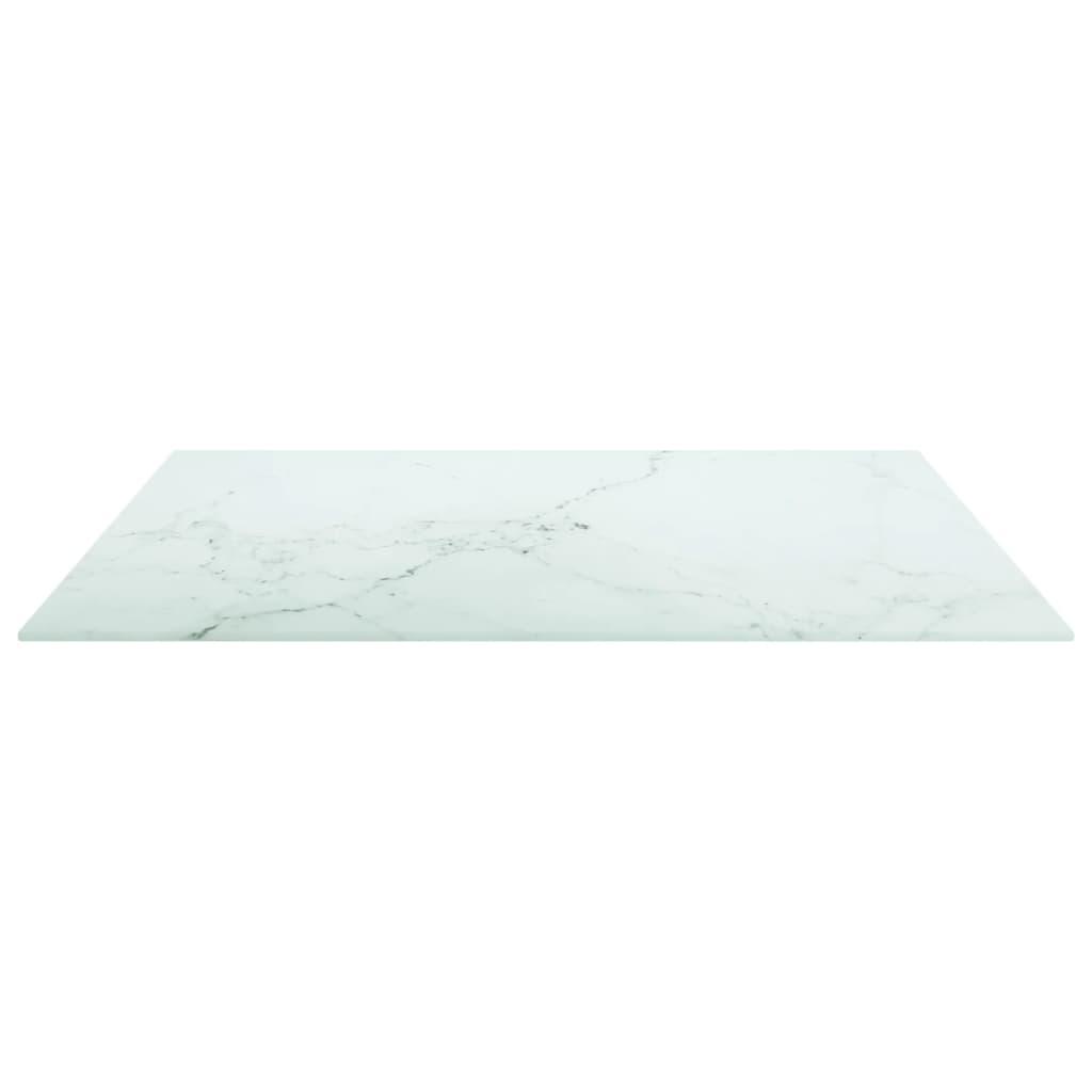 Table Top White 27.6"x27.6" 0.2" Tempered Glass with Marble Design at Set Shop and Smile