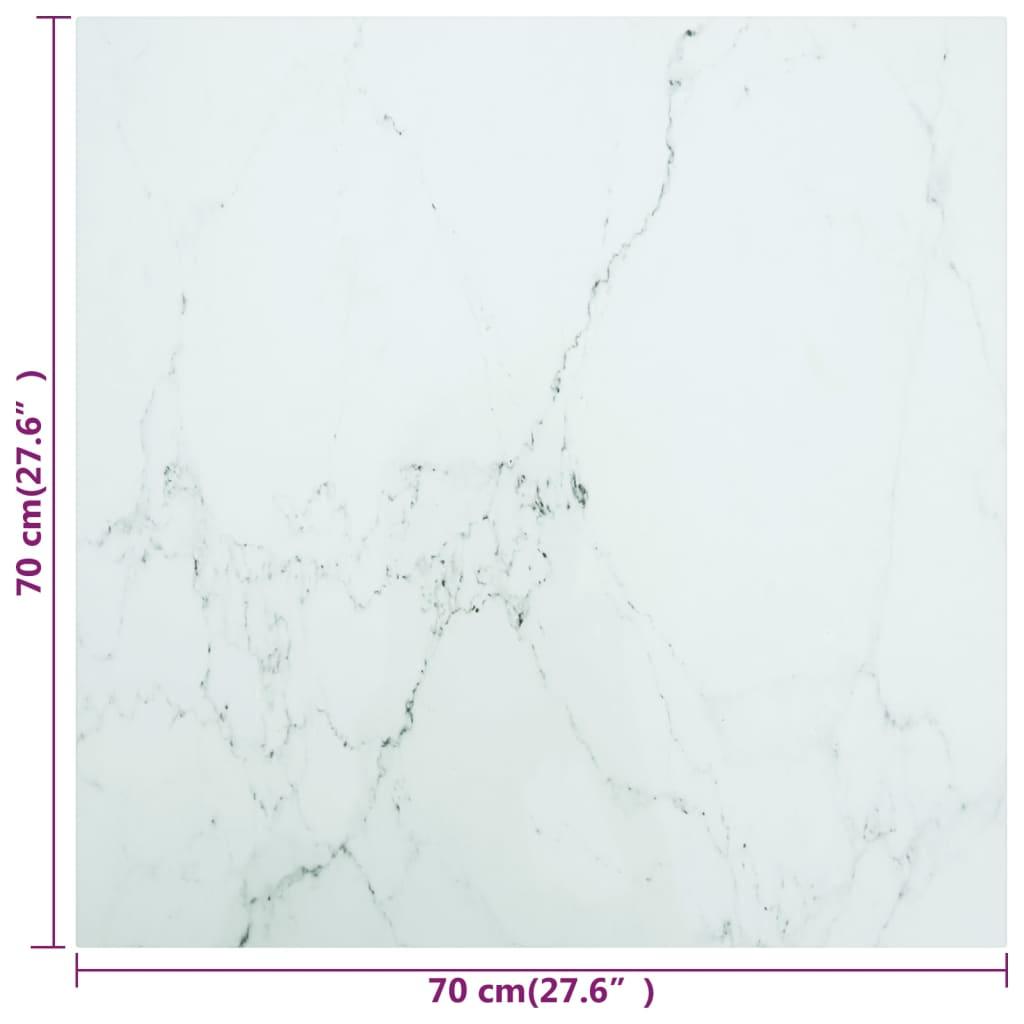 Table Top White 27.6"x27.6" 0.2" Tempered Glass with Marble Design at Set Shop and Smile