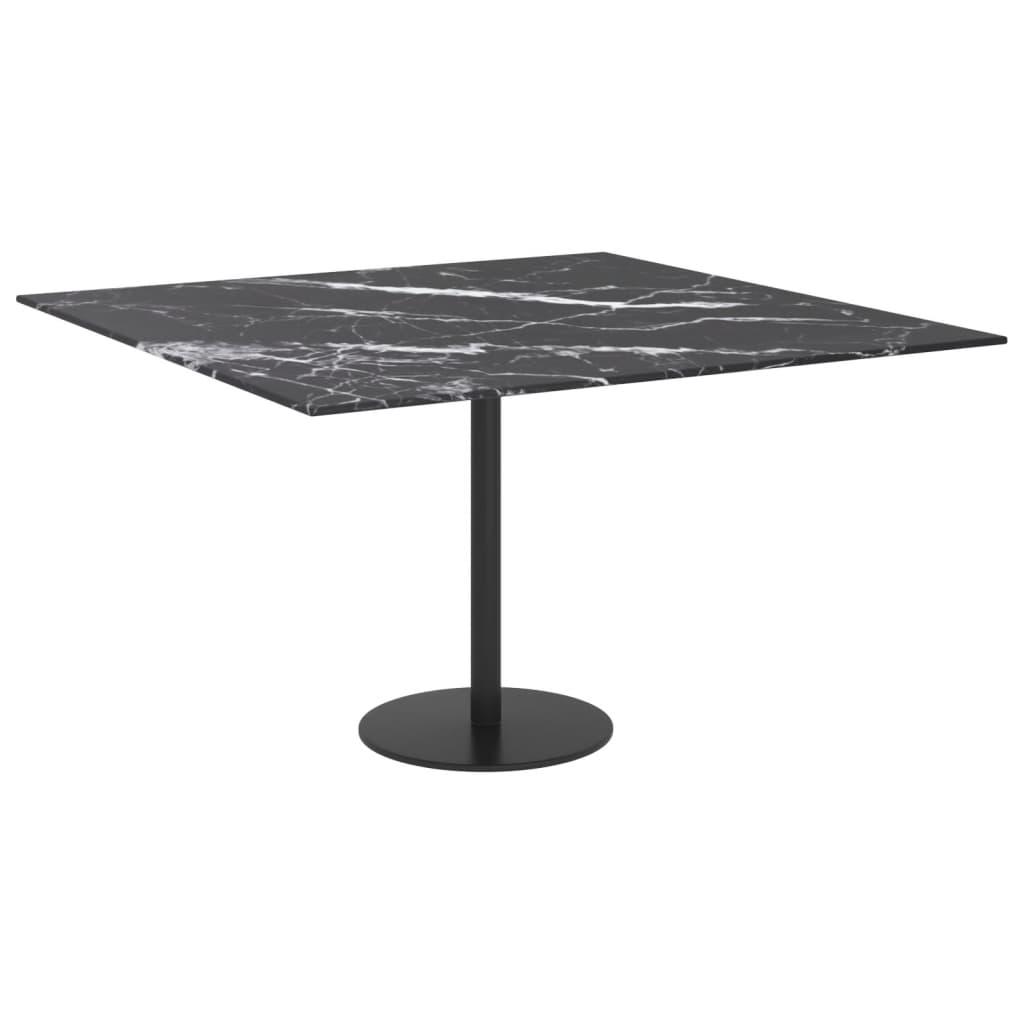 Table Top Black 27.6"x27.6" 0.2" Tempered Glass with Marble Design at Set Shop and Smile