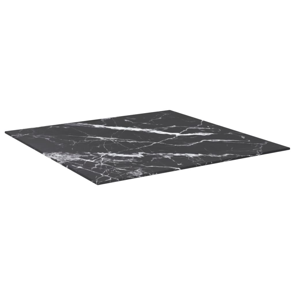 Table Top Black 27.6"x27.6" 0.2" Tempered Glass with Marble Design at Set Shop and Smile