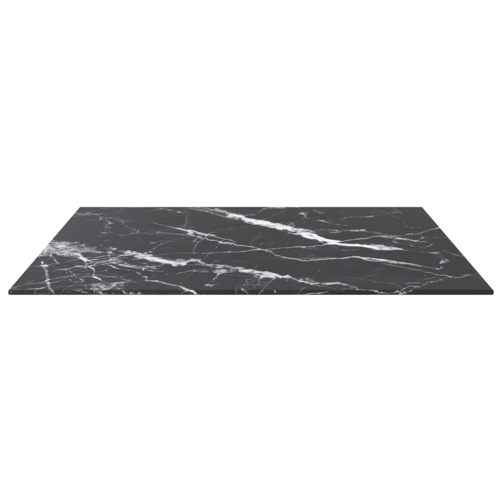 Table Top Black 27.6"x27.6" 0.2" Tempered Glass with Marble Design at Set Shop and Smile