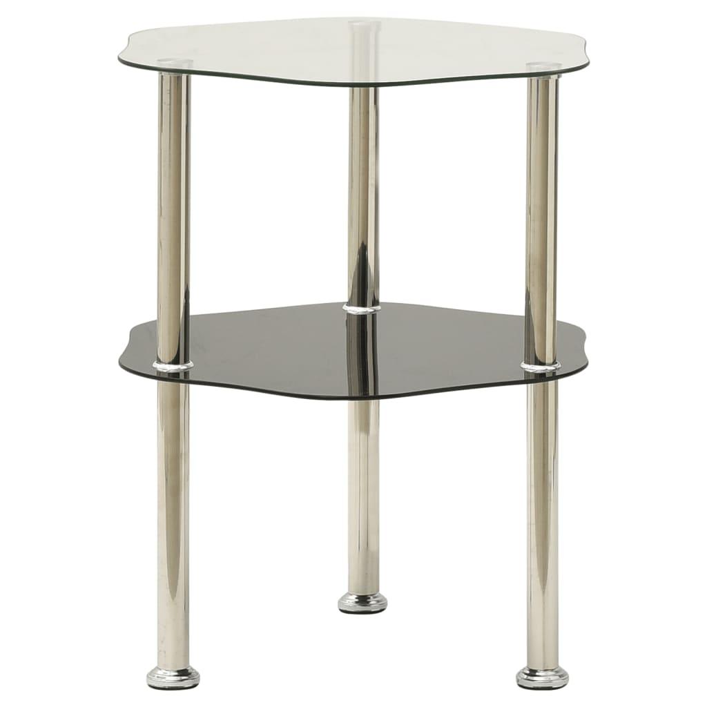 2-Tier Side Table Transparent & Black 15"x15"x19.7" Tempered Glass at Set Shop and Smile