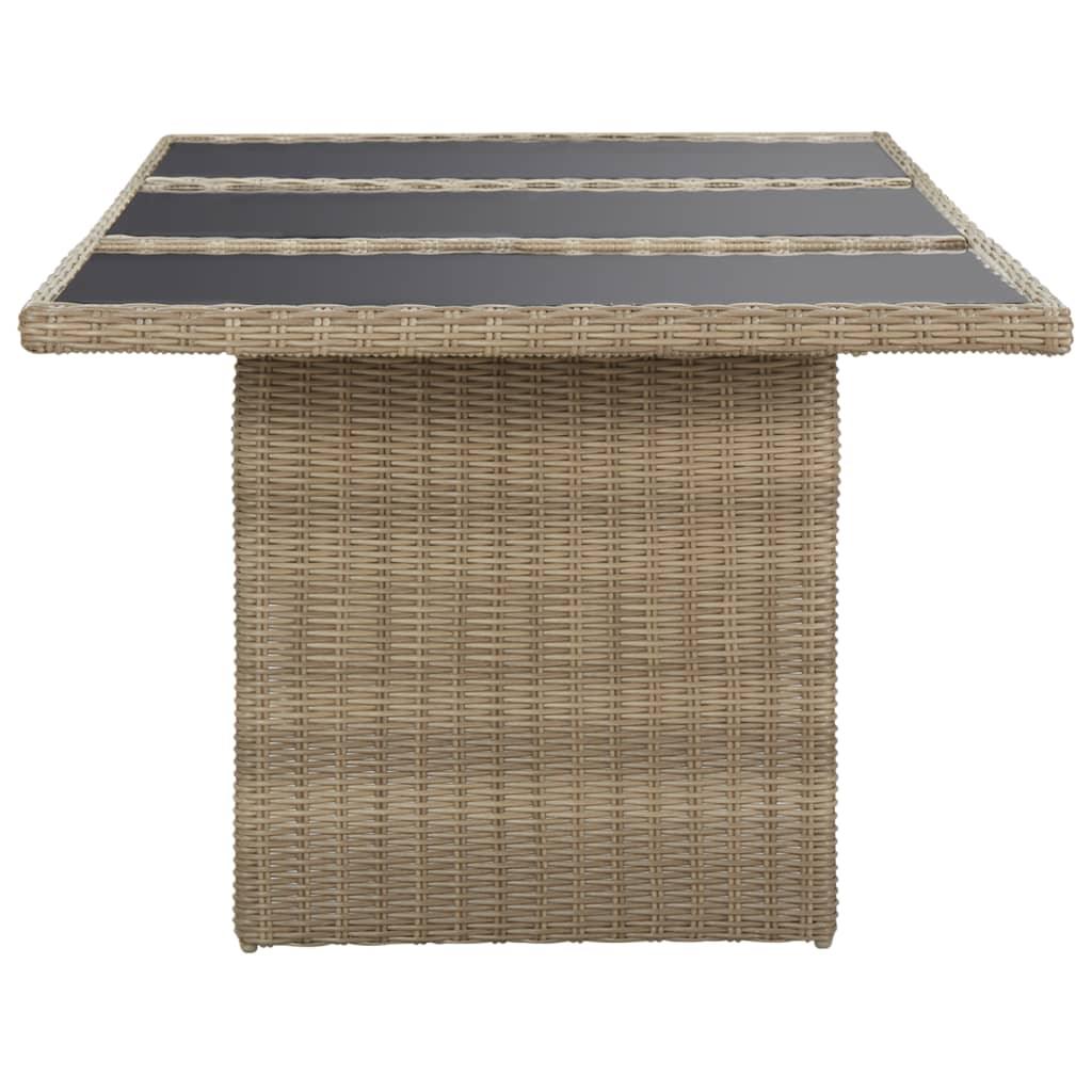 Patio Dining Table Brown 78.7"x39.4"x29.1" Glass and Poly Rattan at Set Shop and Smile