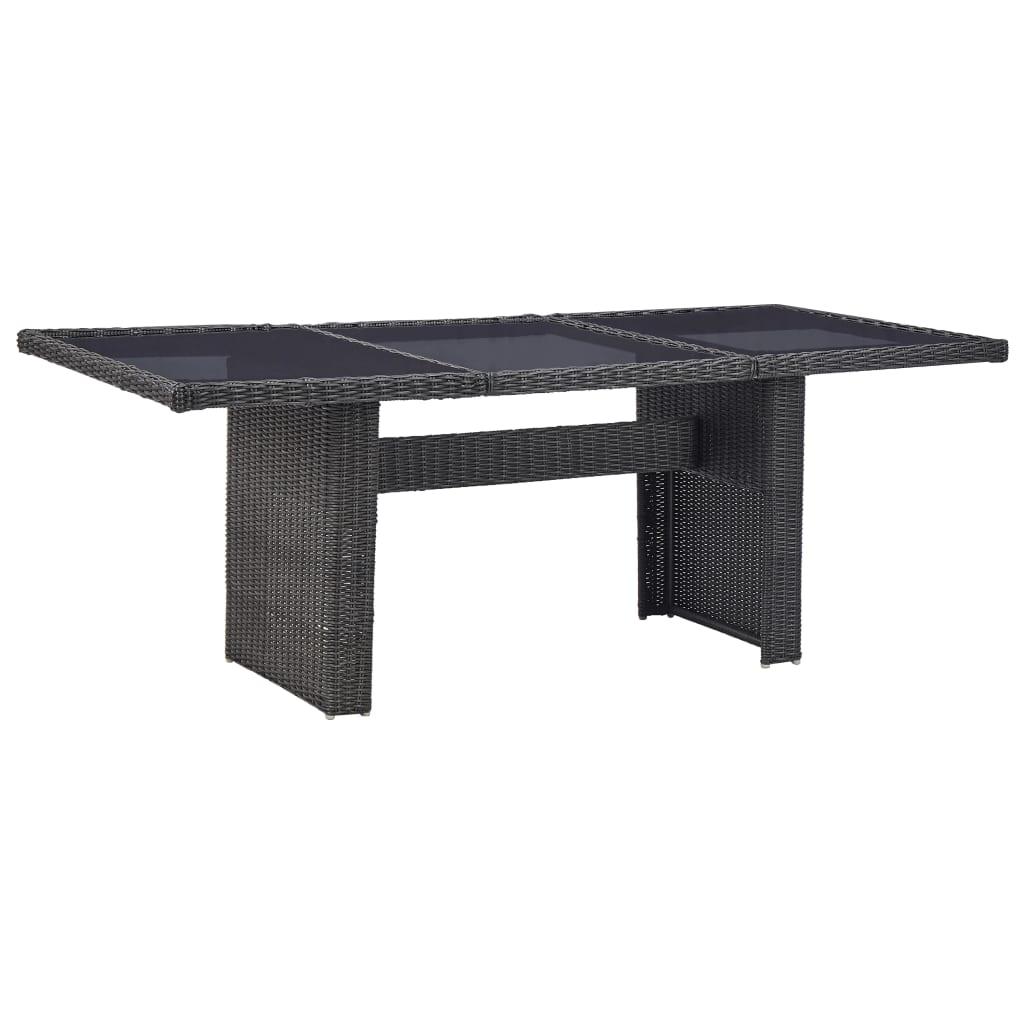 Patio Dining Table Black 78.7"x39.4"x29.1" Glass and Poly Rattan at Set Shop and Smile