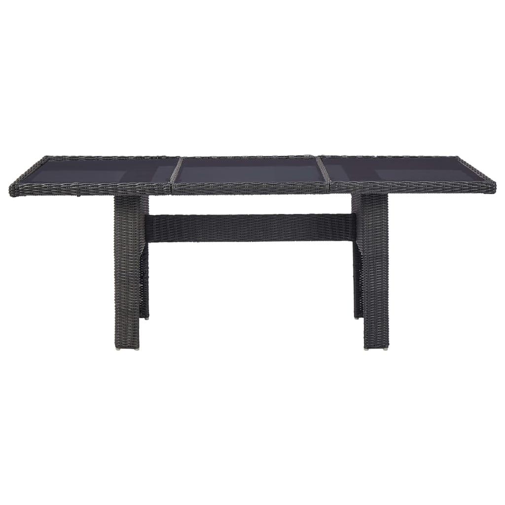 Patio Dining Table Black 78.7"x39.4"x29.1" Glass and Poly Rattan at Set Shop and Smile