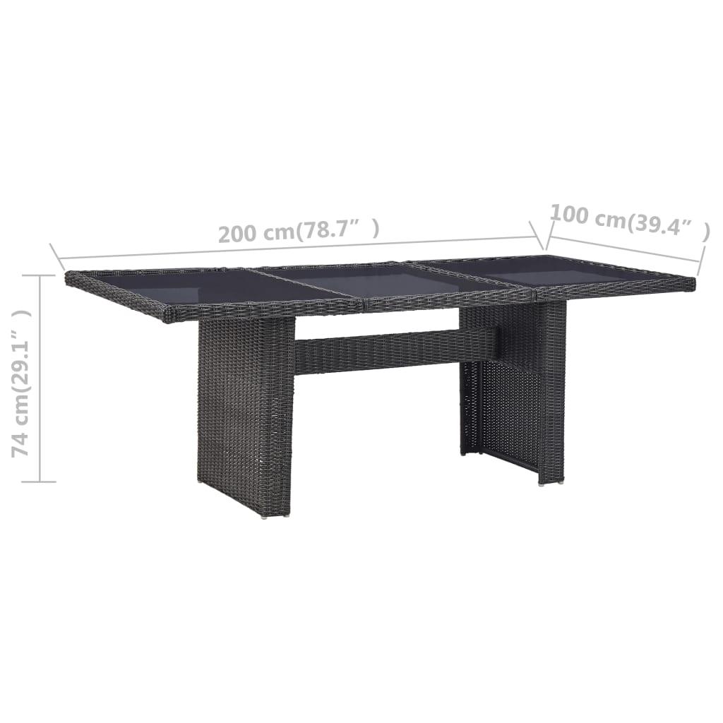 Patio Dining Table Black 78.7"x39.4"x29.1" Glass and Poly Rattan at Set Shop and Smile