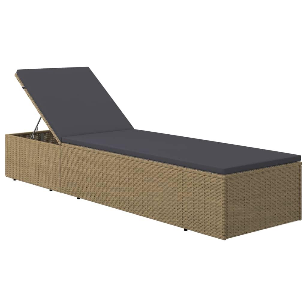 Sunlounger Poly Rattan Brown and Dark Gray at Set Shop and Smile