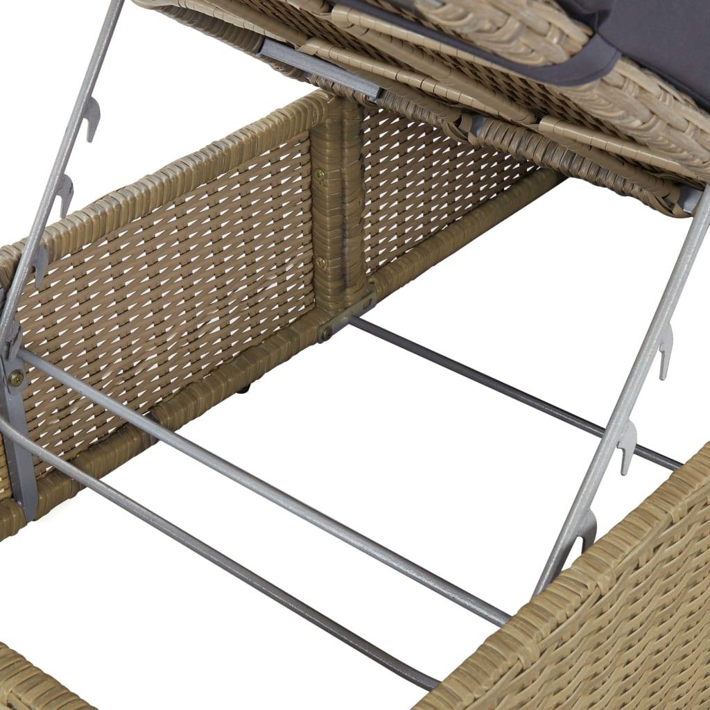 Sunlounger Poly Rattan Brown and Dark Gray at Set Shop and Smile