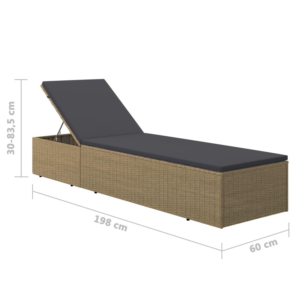 Sunlounger Poly Rattan Brown and Dark Gray at Set Shop and Smile