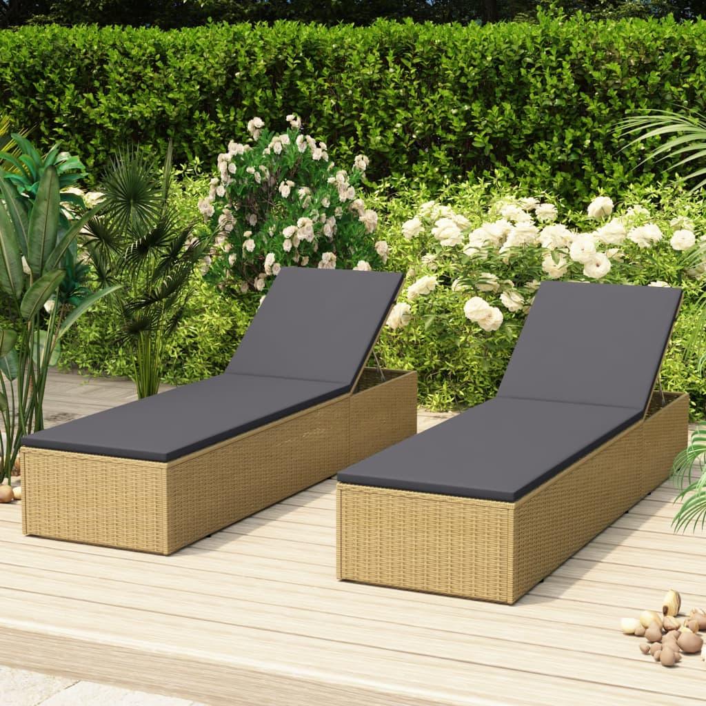 Sunlounger Poly Rattan Brown and Dark Gray at Set Shop and Smile