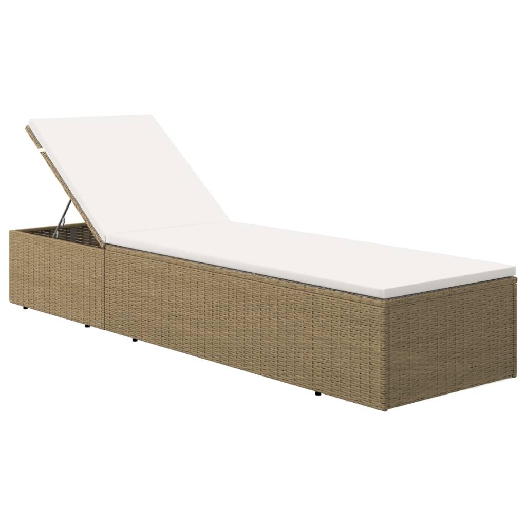 Sunlounger Poly Rattan Brown and Cream White at Set Shop and Smile