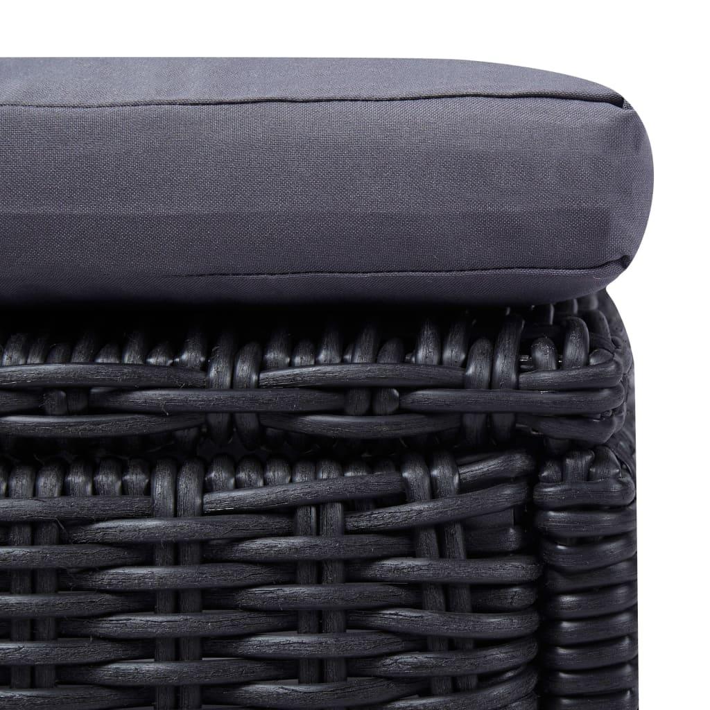 Sunlounger Poly Rattan Black and Dark Gray at Set Shop and Smile