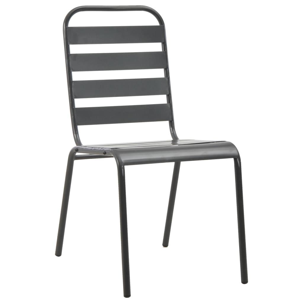 Patio Chairs 4 pcs Slatted Design Steel Dark Gray at Set Shop and Smile