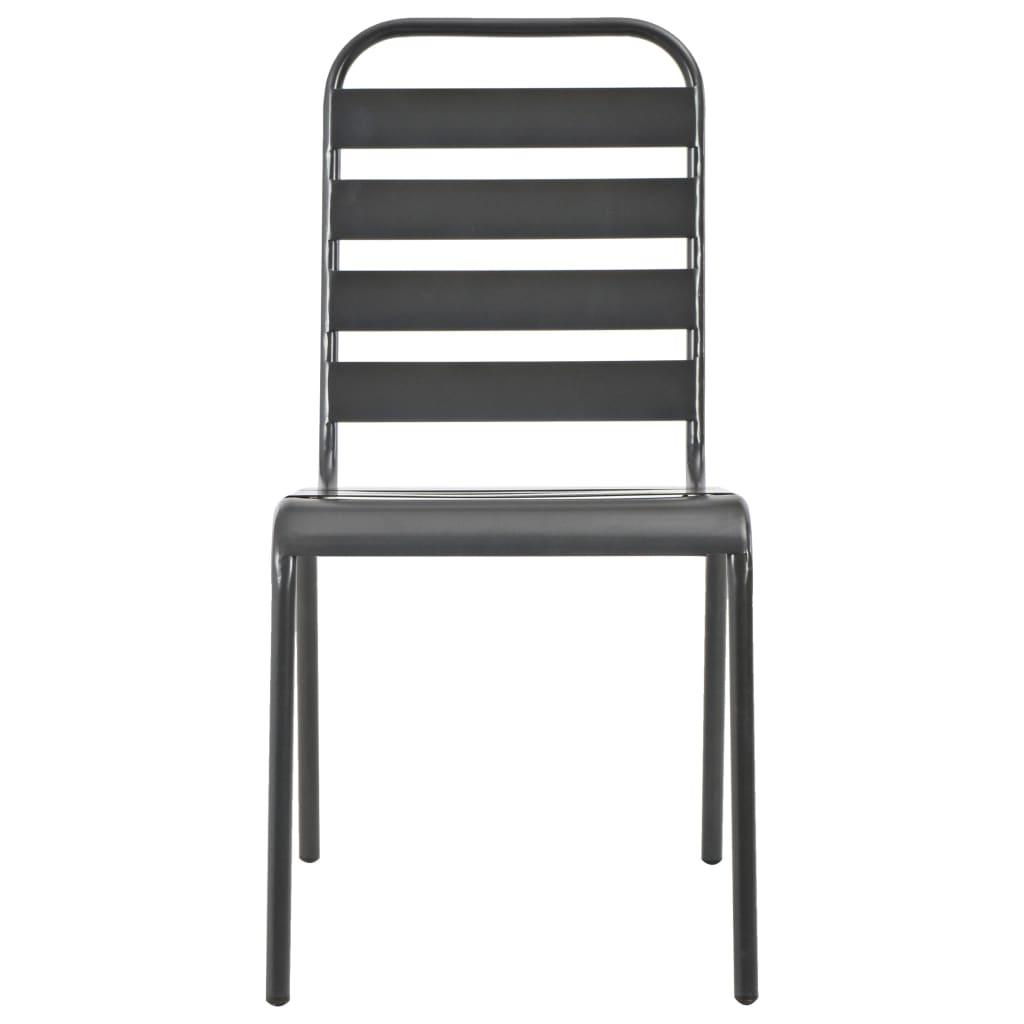 Patio Chairs 4 pcs Slatted Design Steel Dark Gray at Set Shop and Smile