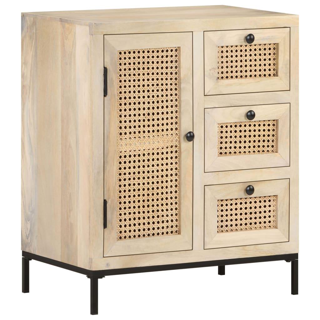 Sideboard 23.6"x13.8"x27.6" Solid Mango Wood and Natural Cane at Set Shop and Smile