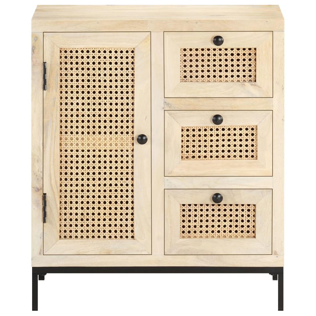 Sideboard 23.6"x13.8"x27.6" Solid Mango Wood and Natural Cane at Set Shop and Smile