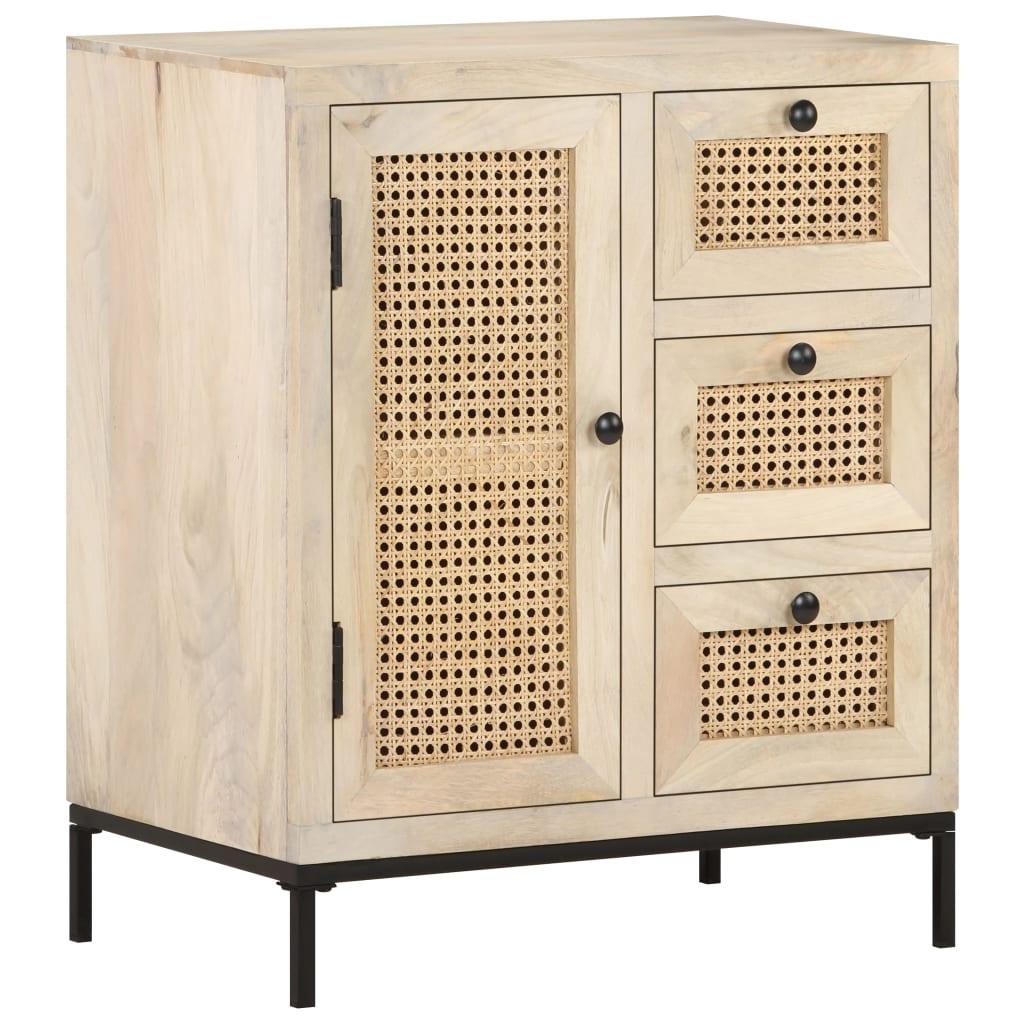 Sideboard 23.6"x13.8"x27.6" Solid Mango Wood and Natural Cane at Set Shop and Smile