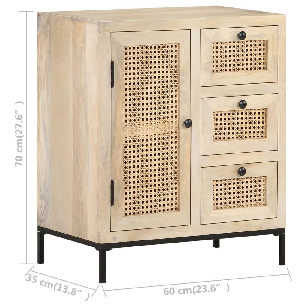 Sideboard 23.6"x13.8"x27.6" Solid Mango Wood and Natural Cane at Set Shop and Smile