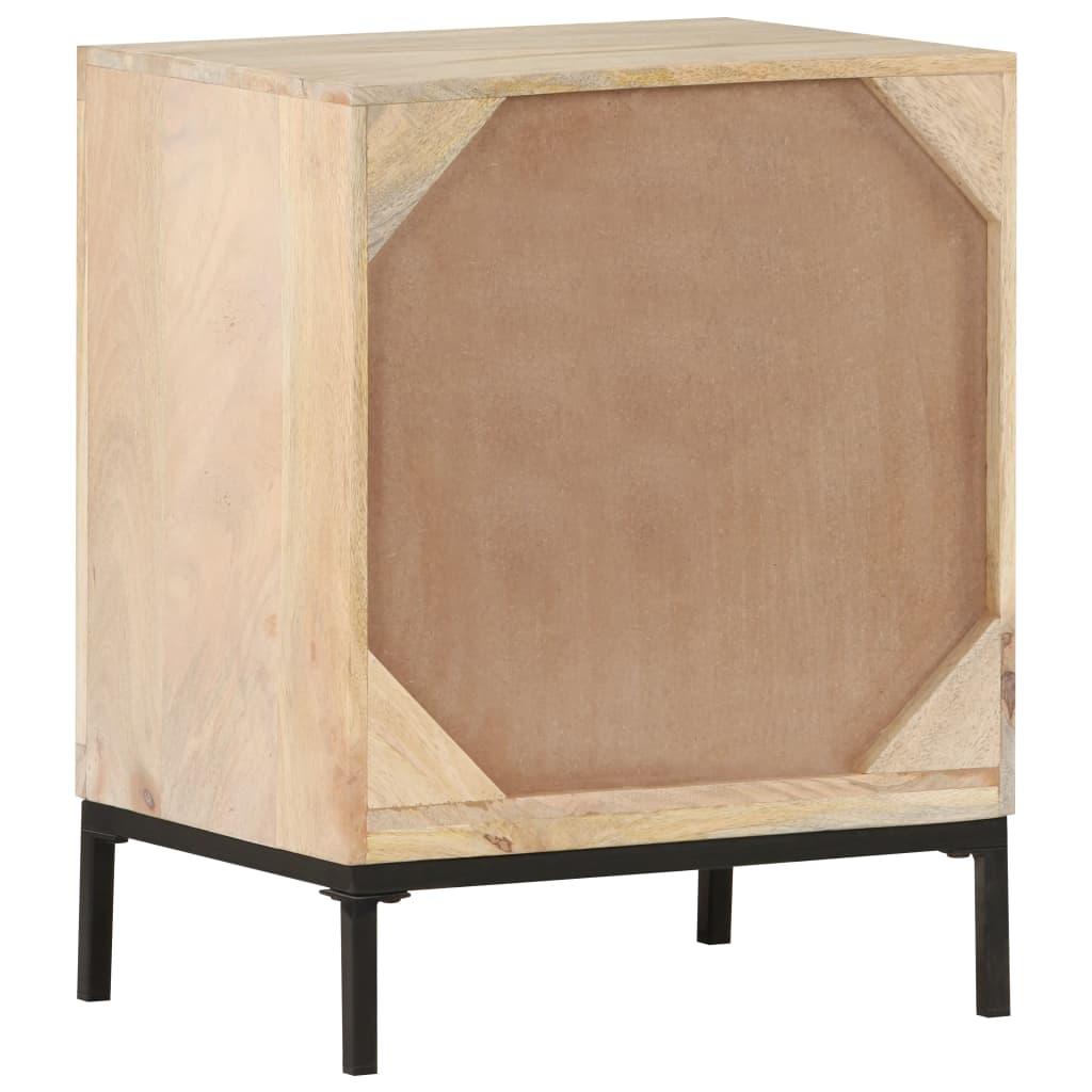 Bedside Cabinet 15.7"x11.8"x19.7" Solid Mango Wood and Natural Cane at Set Shop and Smile