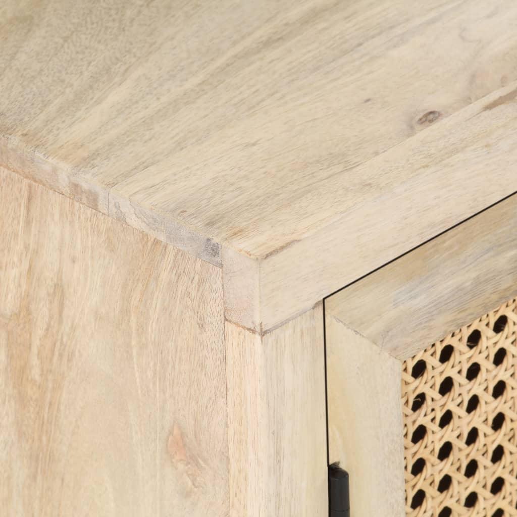 Bedside Cabinet 15.7"x11.8"x19.7" Solid Mango Wood and Natural Cane at Set Shop and Smile