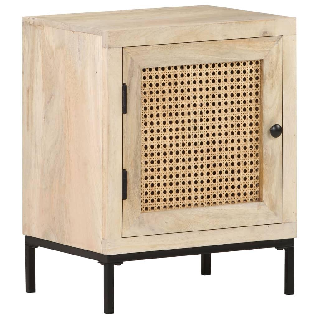 Bedside Cabinet 15.7"x11.8"x19.7" Solid Mango Wood and Natural Cane at Set Shop and Smile