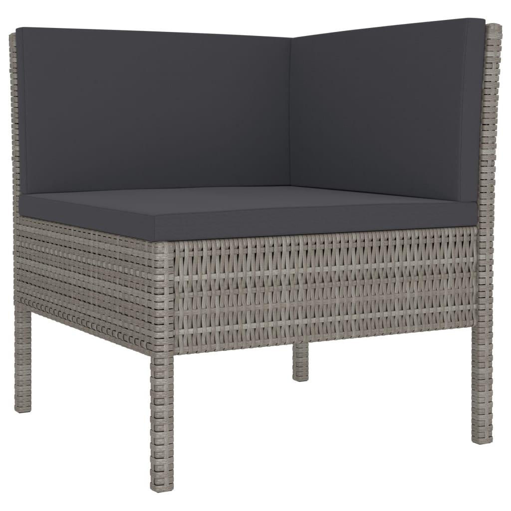 3 Piece Patio Lounge Set with Cushions Poly Rattan Gray at Set Shop and Smile