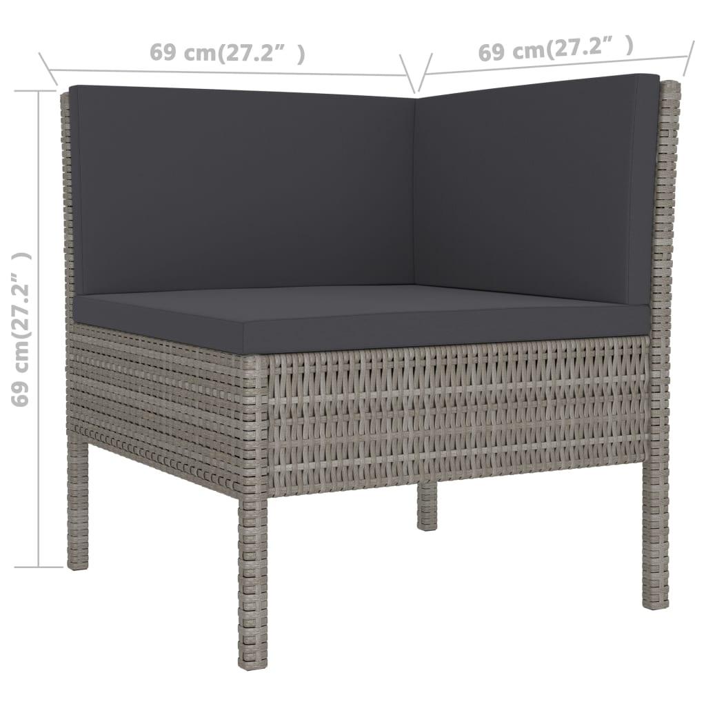 3 Piece Patio Lounge Set with Cushions Poly Rattan Gray at Set Shop and Smile