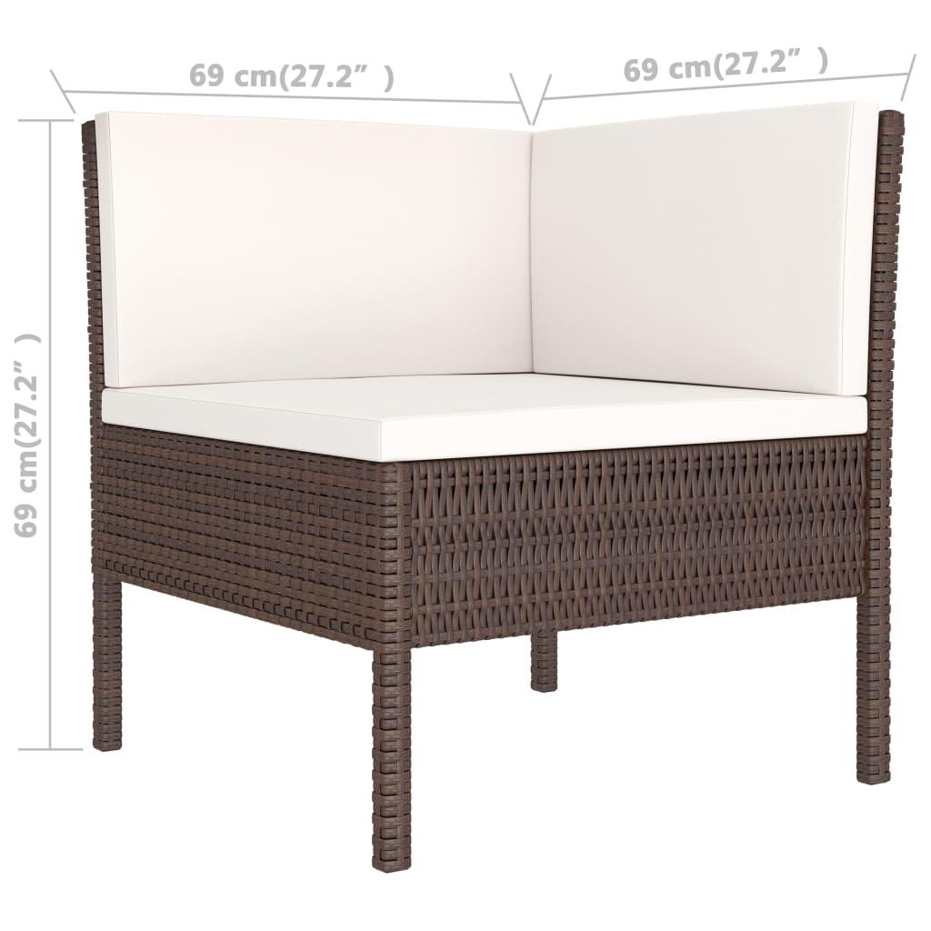 3 Piece Patio Lounge Set with Cushions Poly Rattan Brown at Set Shop and Smile