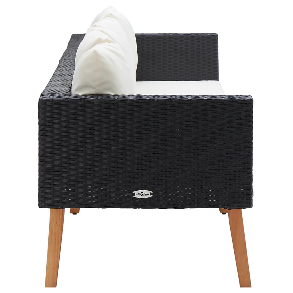 3-Seater Patio Sofa with Cushions Poly Rattan Black at Set Shop and Smile