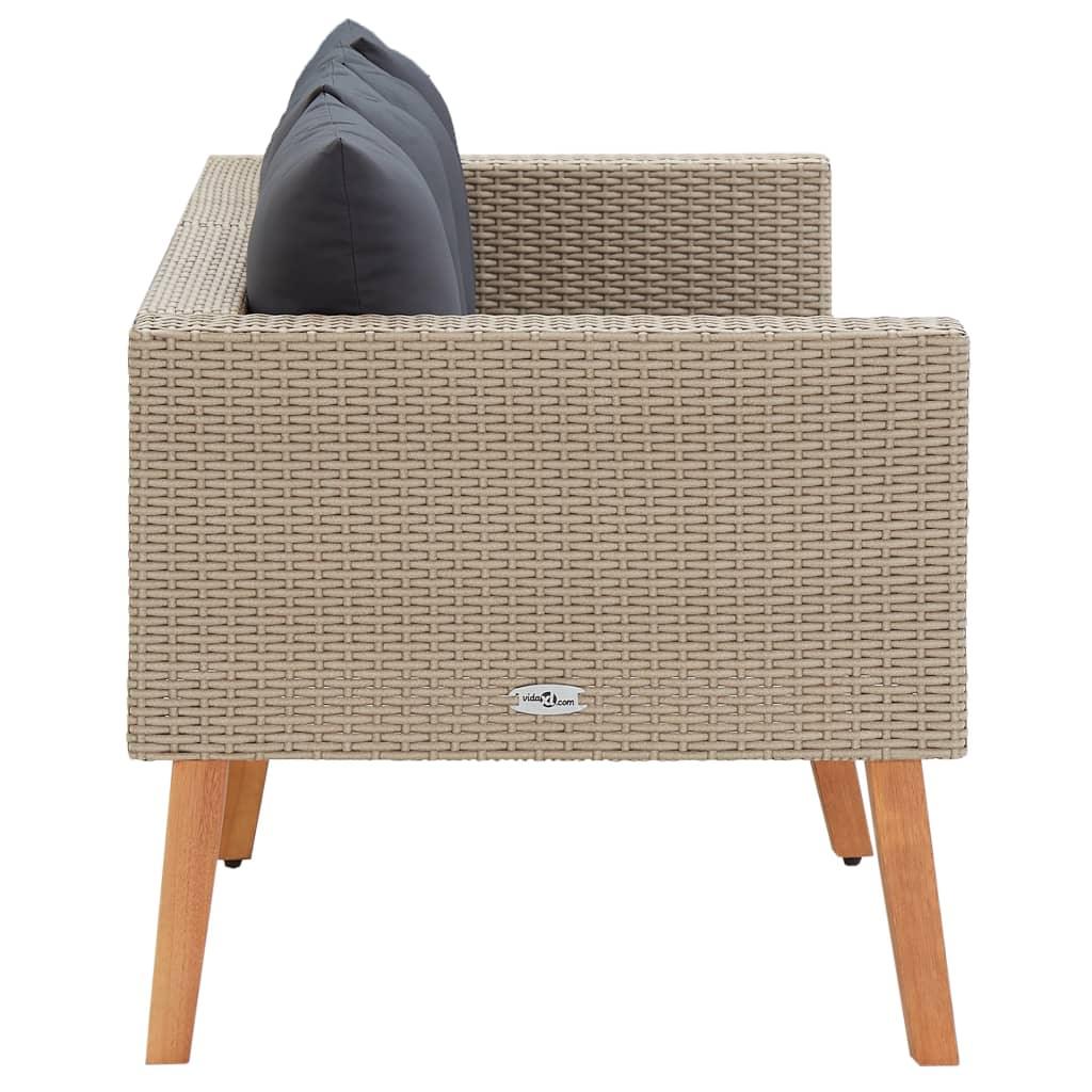 2-Seater Patio Sofa with Cushions Poly Rattan Beige at Set Shop and Smile
