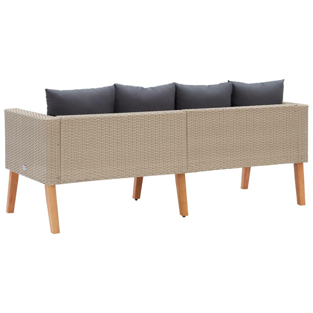2-Seater Patio Sofa with Cushions Poly Rattan Beige at Set Shop and Smile