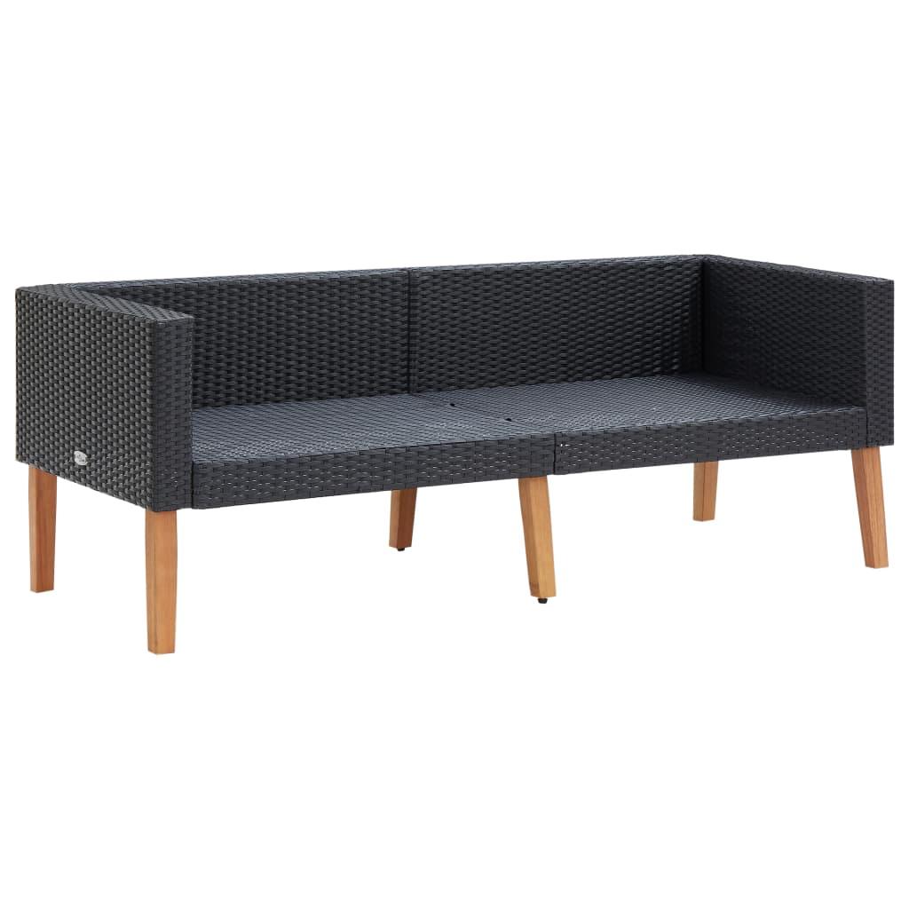 2-Seater Patio Sofa with Cushions Poly Rattan Black at Set Shop and Smile