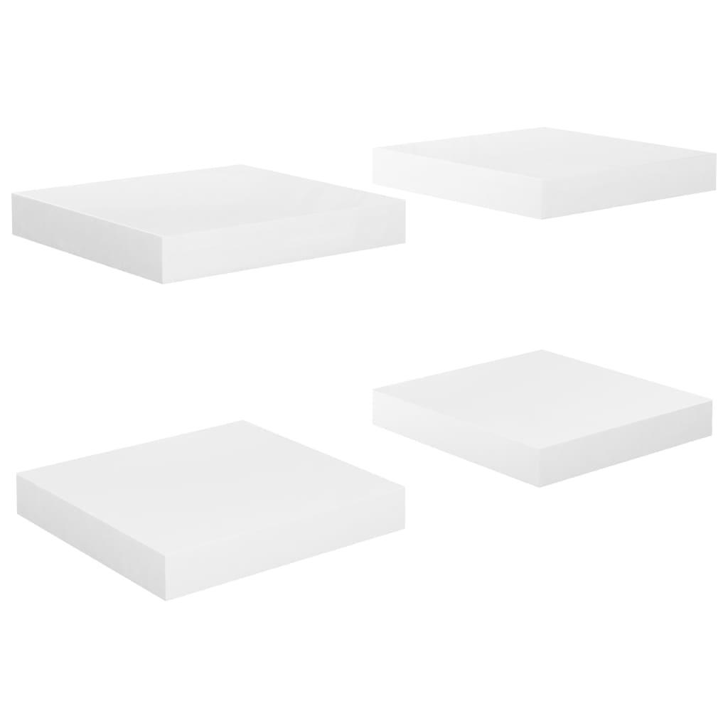 Floating Wall Shelves 4 pcs High Gloss White 9.1"x9.3"x1.5" MDF at Set Shop and Smile