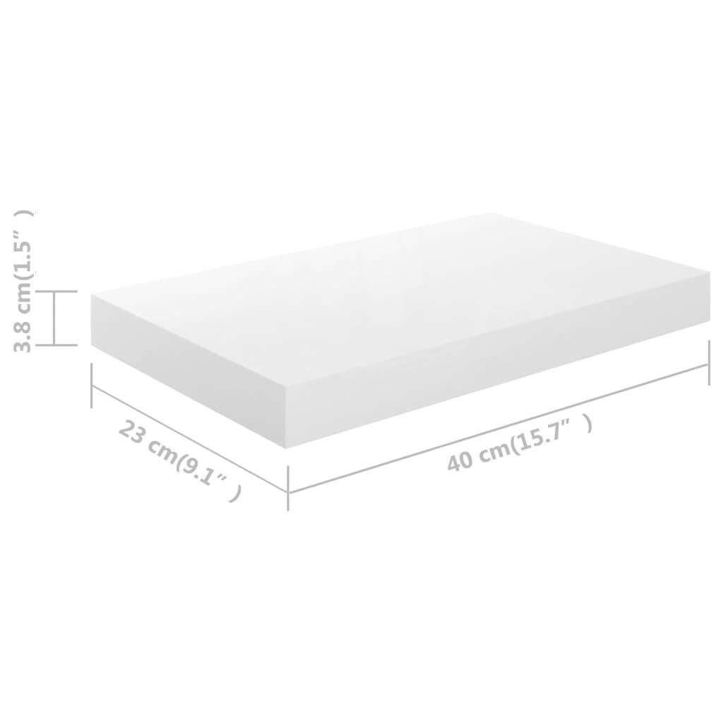 Floating Wall Shelves 2 pcs High Gloss White 15.7"x9.1"x1.5" MDF at Set Shop and Smile