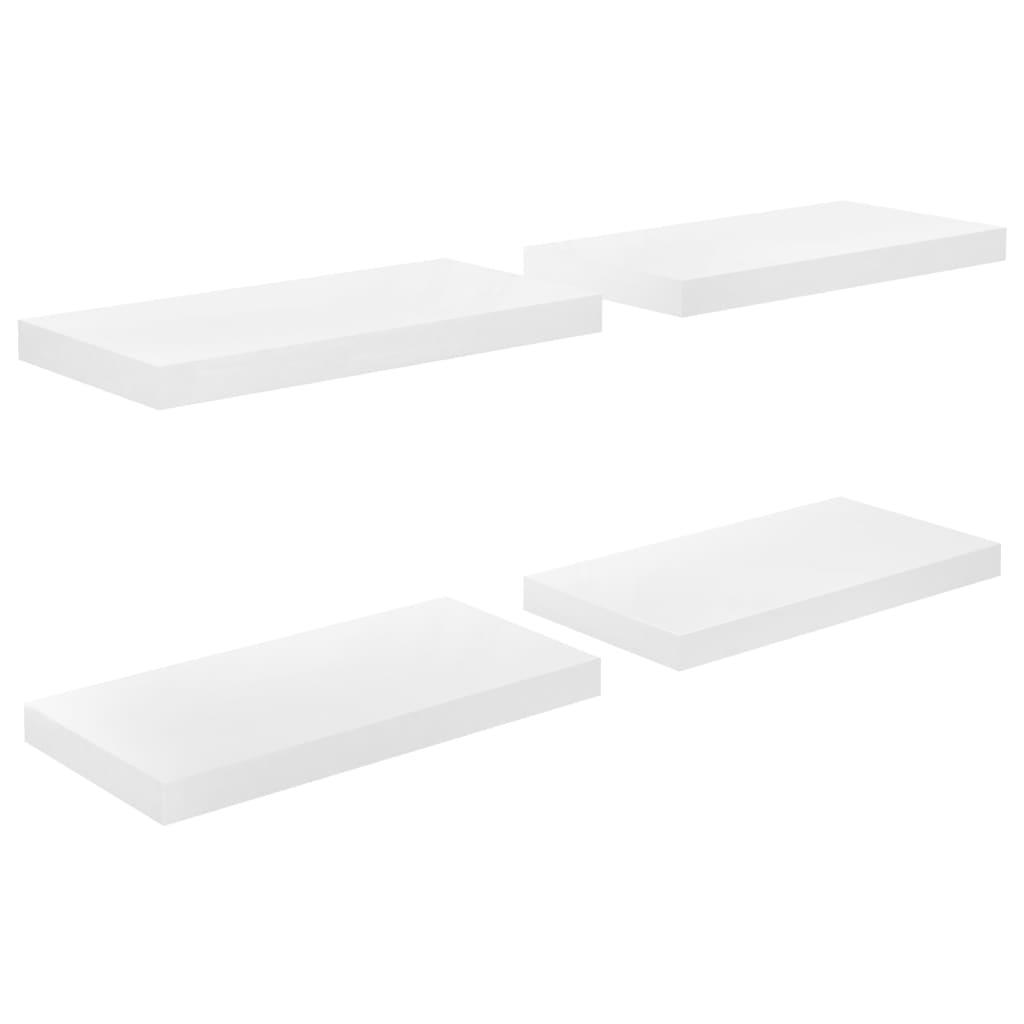 Floating Wall Shelves 4 pcs High Gloss White 19.7"x9.1"x1.5" MDF at Set Shop and Smile
