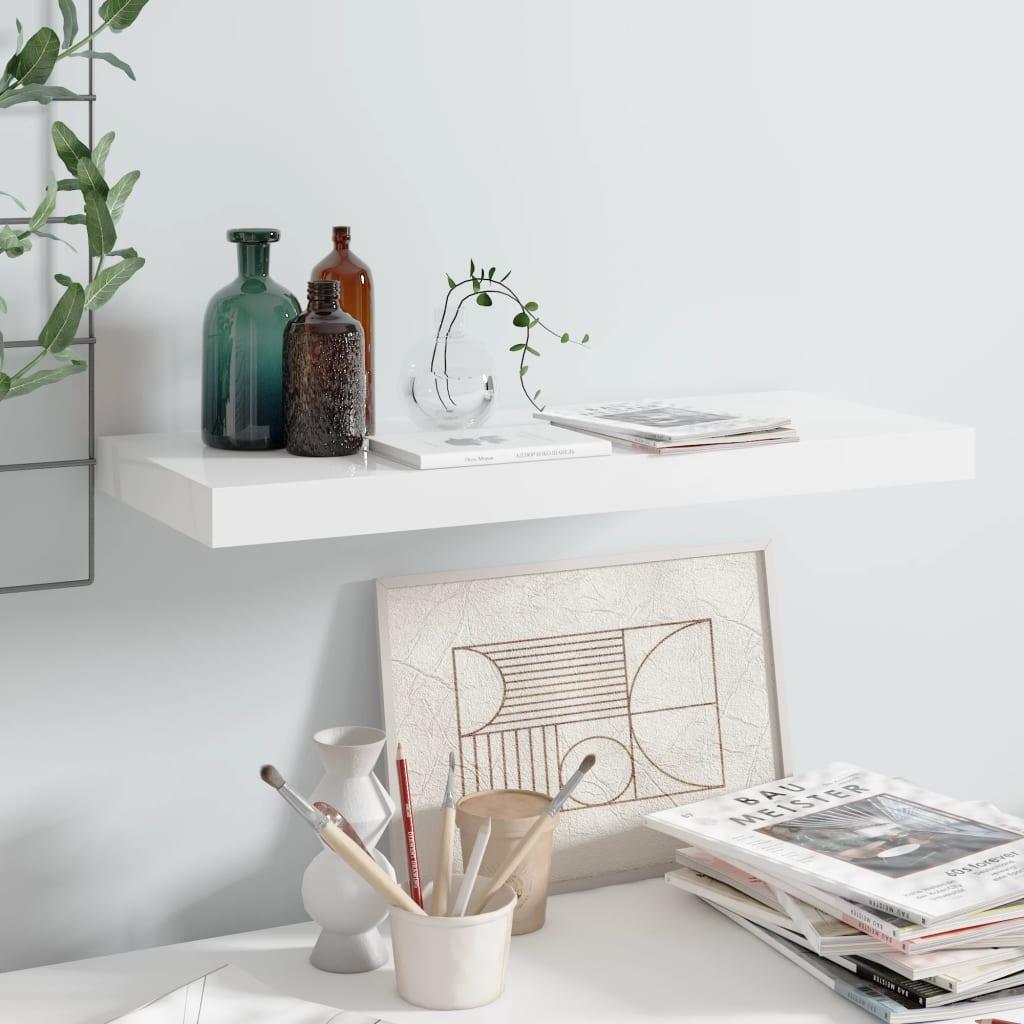 Floating Wall Shelf High Gloss White 23.6"x9.3"x1.5" MDF at Set Shop and Smile