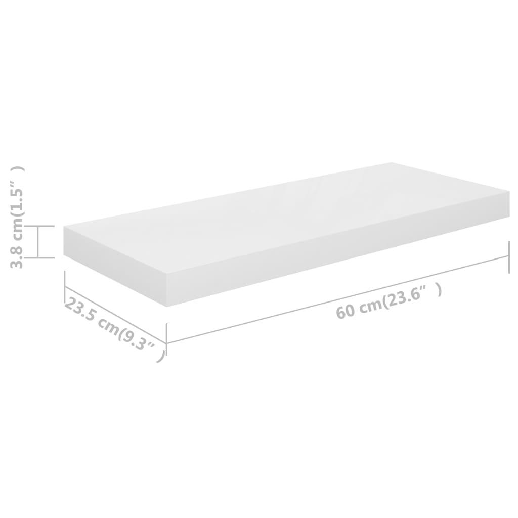 Floating Wall Shelves 2 pcs High Gloss White 23.6"x9.3"x1.5" MDF at Set Shop and Smile
