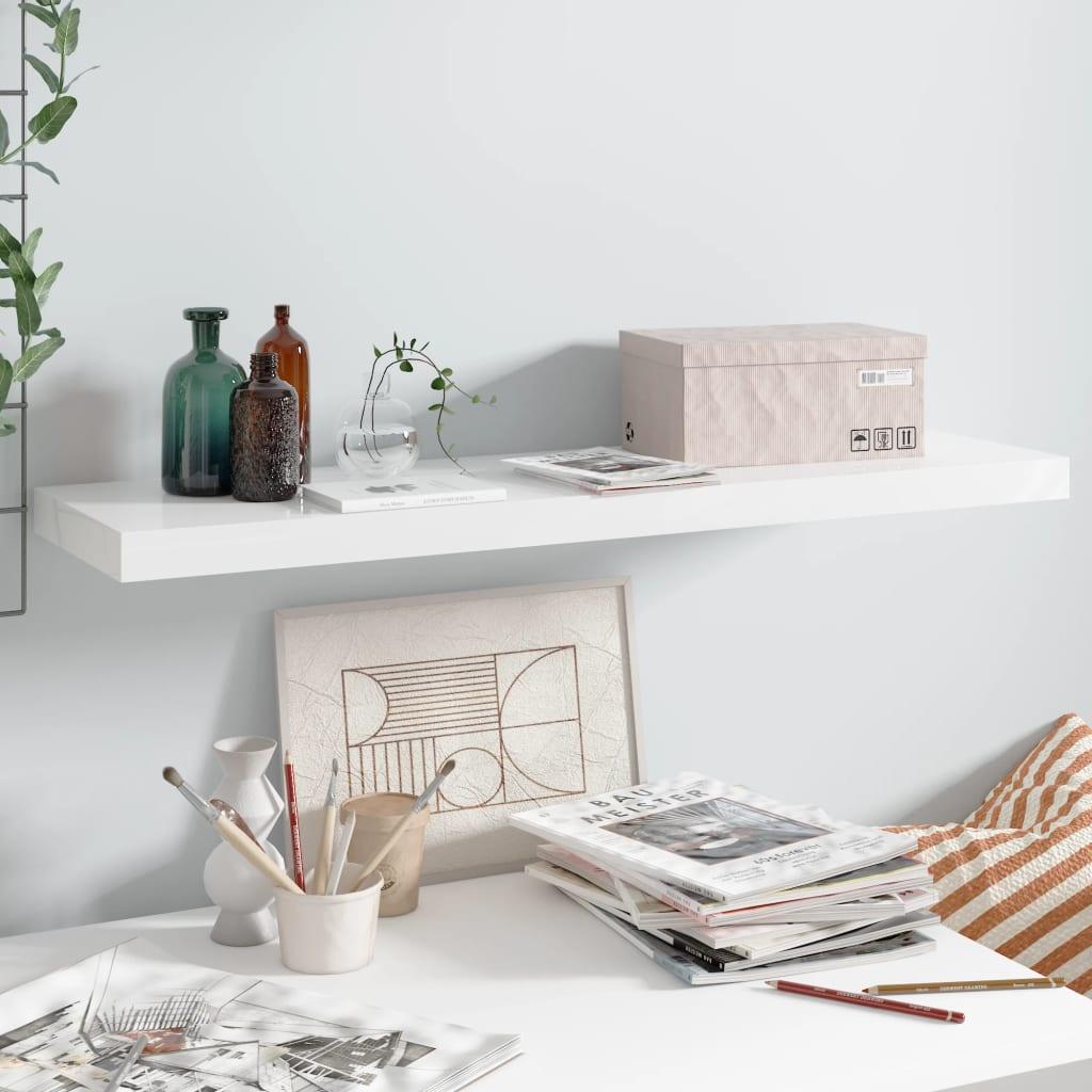 Floating Wall Shelf High Gloss White 35.4"x9.3"x1.5" MDF at Set Shop and Smile