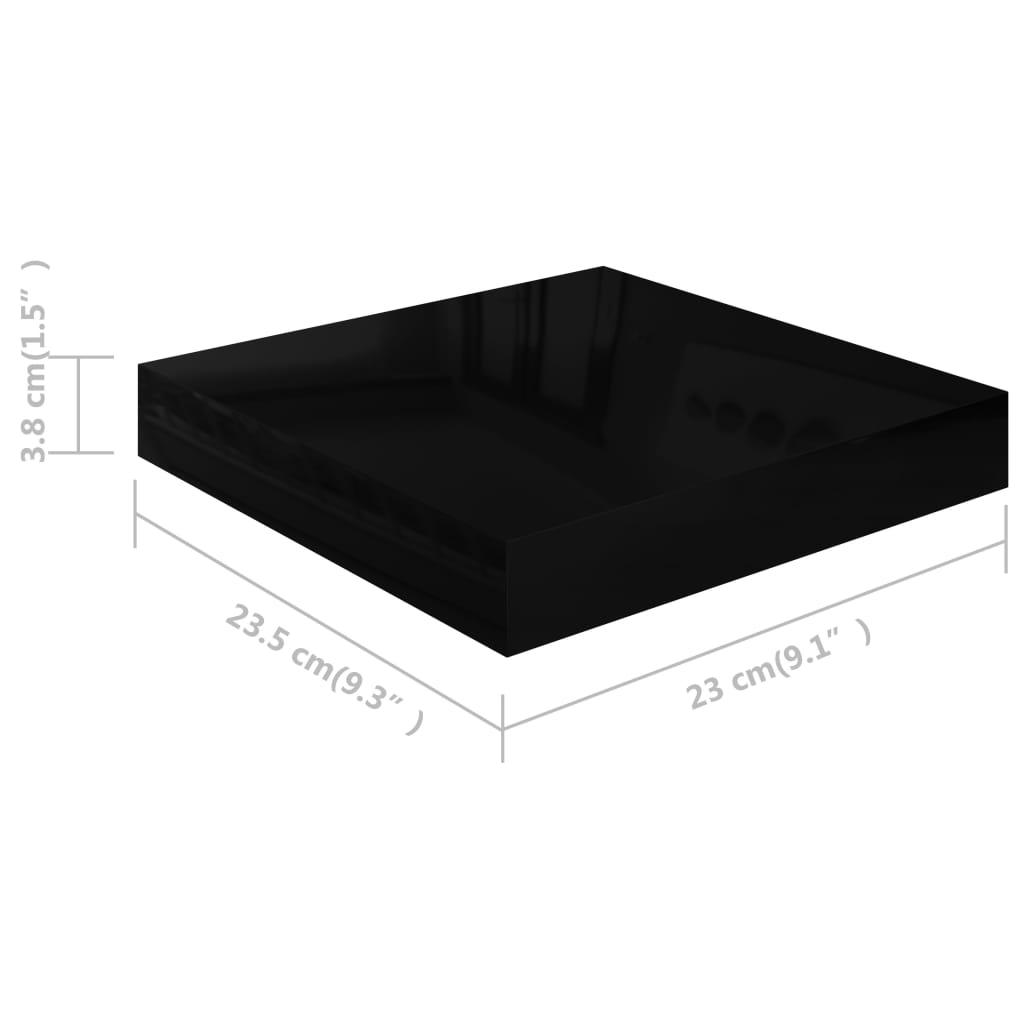 Floating Wall Shelf High Gloss Black 9.1"x9.3"x1.5" MDF at Set Shop and Smile
