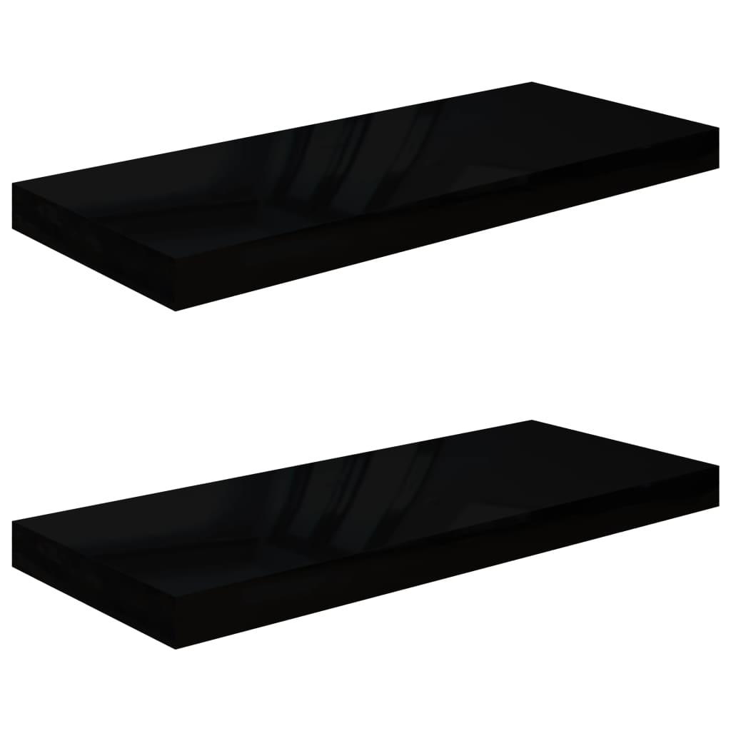 Floating Wall Shelves 2 pcs High Gloss Black 23.6"x9.3"x1.5" MDF at Set Shop and Smile