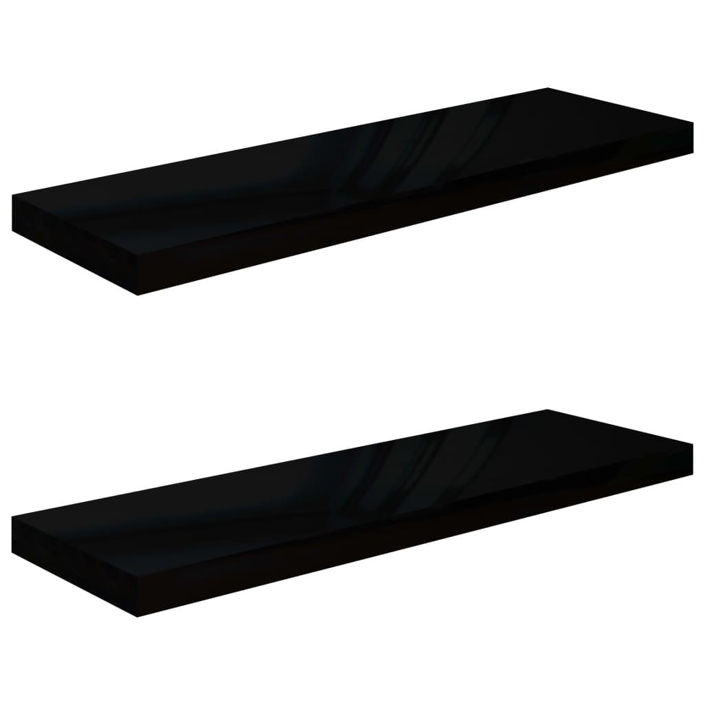 Floating Wall Shelves 2 pcs High Gloss Black 31.5"x9.3"x1.5" MDF at Set Shop and Smile